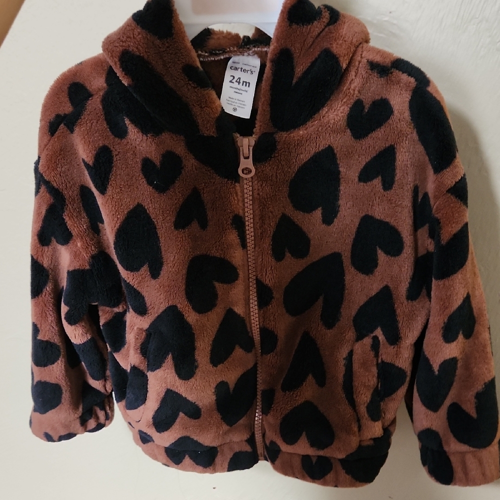 Carter's Black and Brown Heart Fleece Jacket